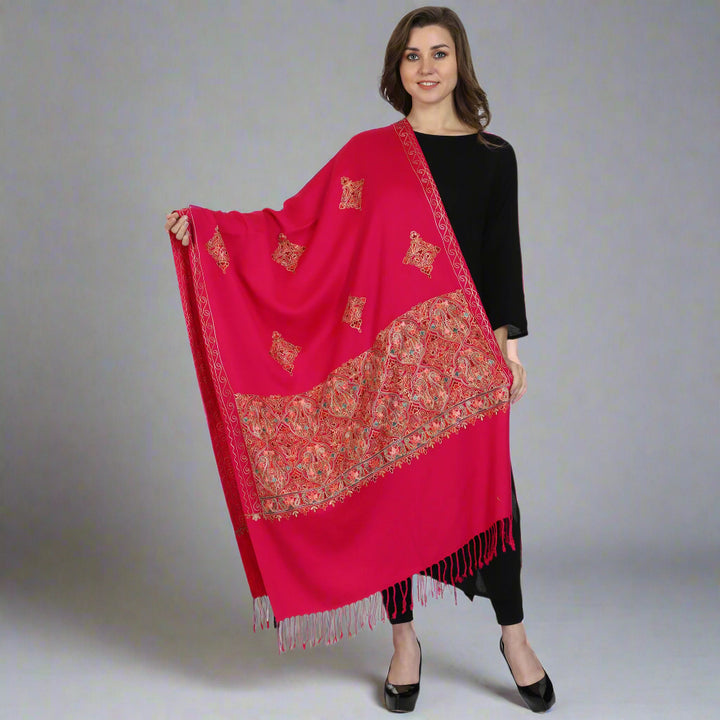 Women's Aari Embroidered Wool Stole