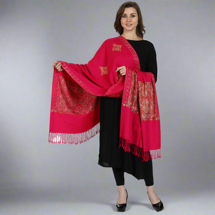 Women's Aari Embroidered Wool Stole