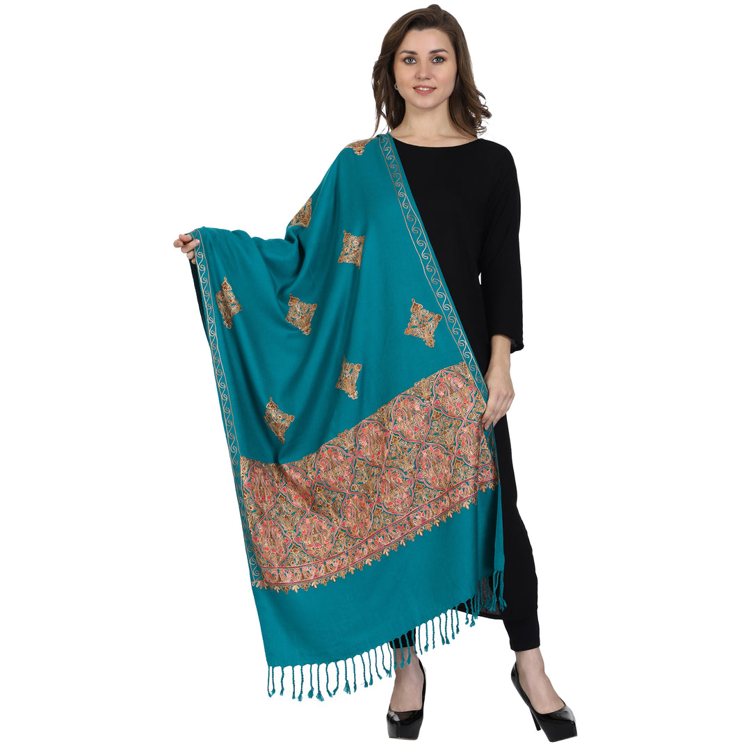 Women's Aari Embroidered Wool Stole