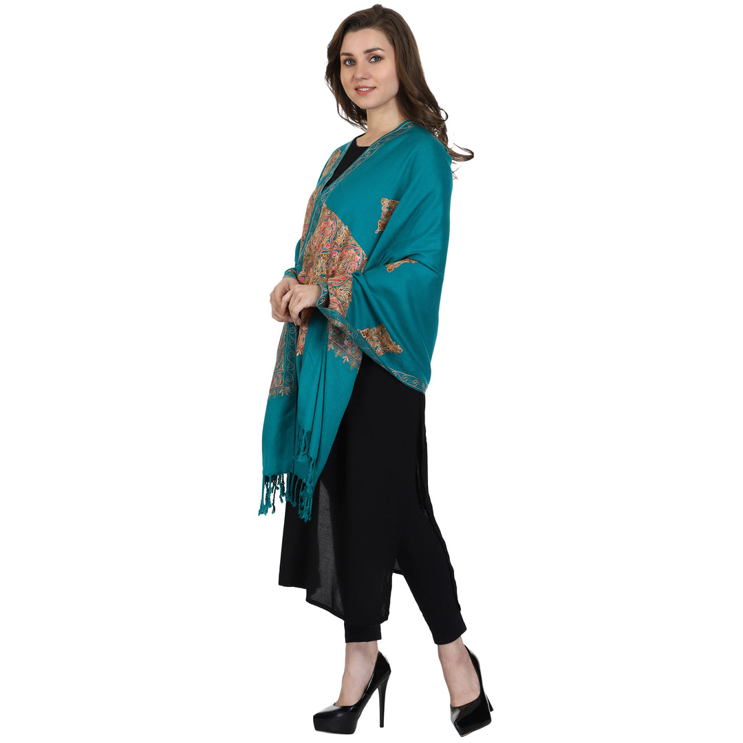Women's Aari Embroidered Wool Stole