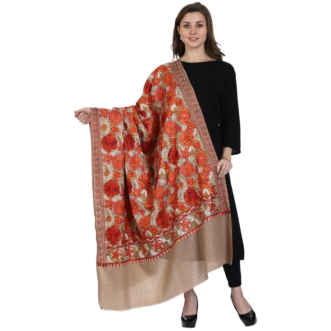 Women's Aari Embroidery Wool Shawl