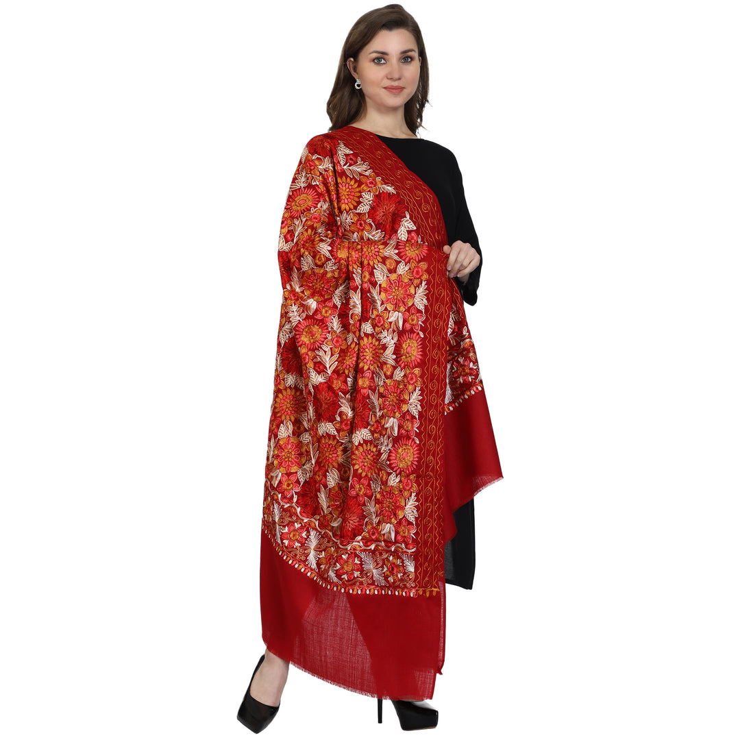 Women's Aari Embroidery Wool Shawl