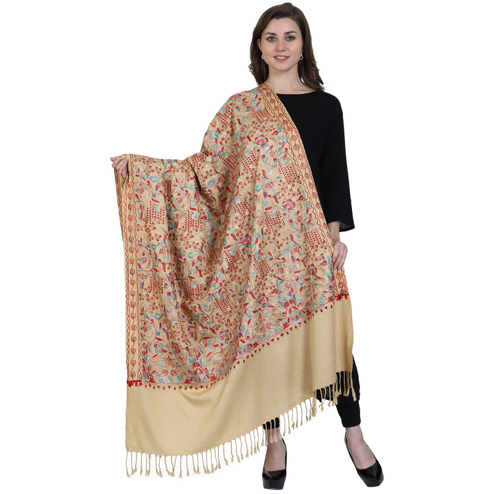 Women's Aari Embroidered Wool Shawl