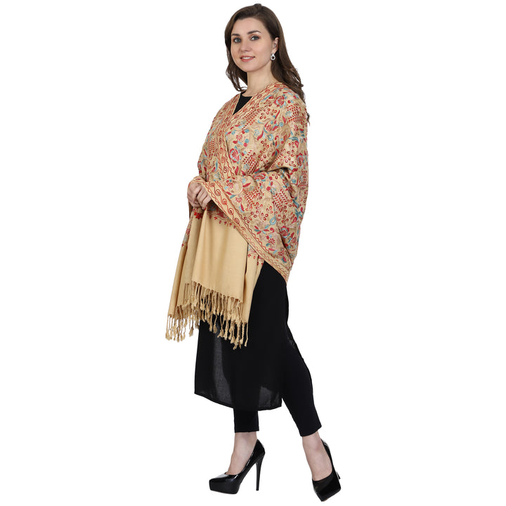 Women's Aari Embroidered Wool Shawl