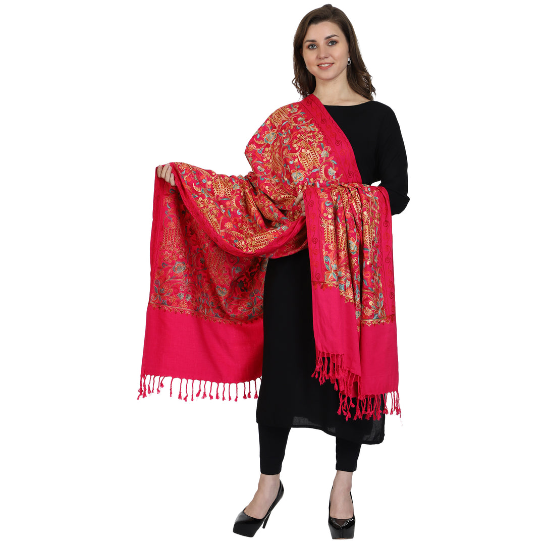 Women's Aari Embroidered Wool Shawl