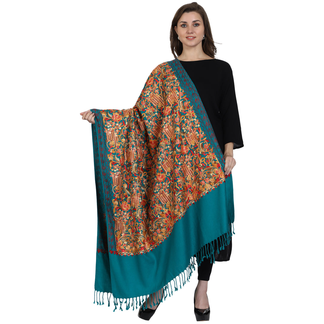 Women's Aari Embroidered Wool Shawl