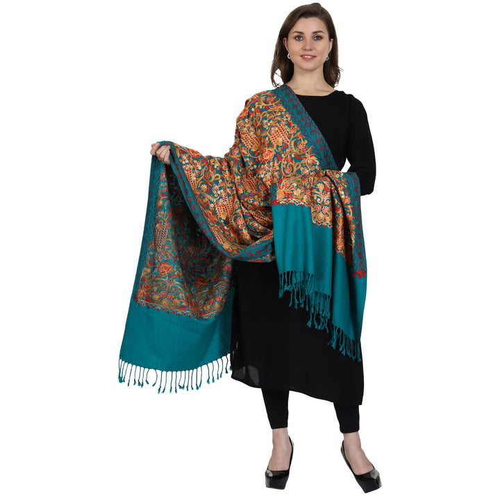 Women's Aari Embroidered Wool Shawl