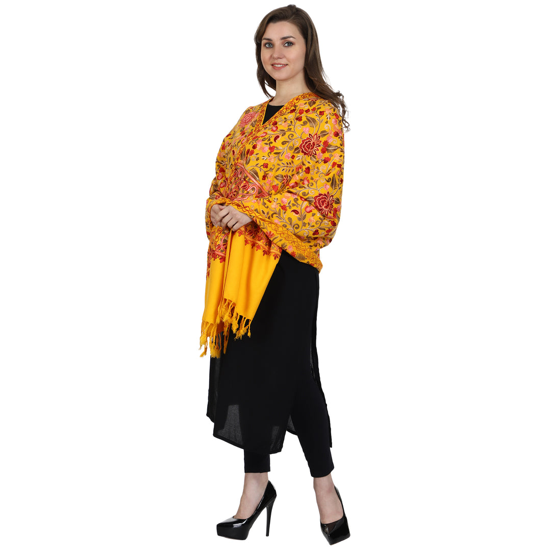 Women's Aari Embroidered Wool Stole