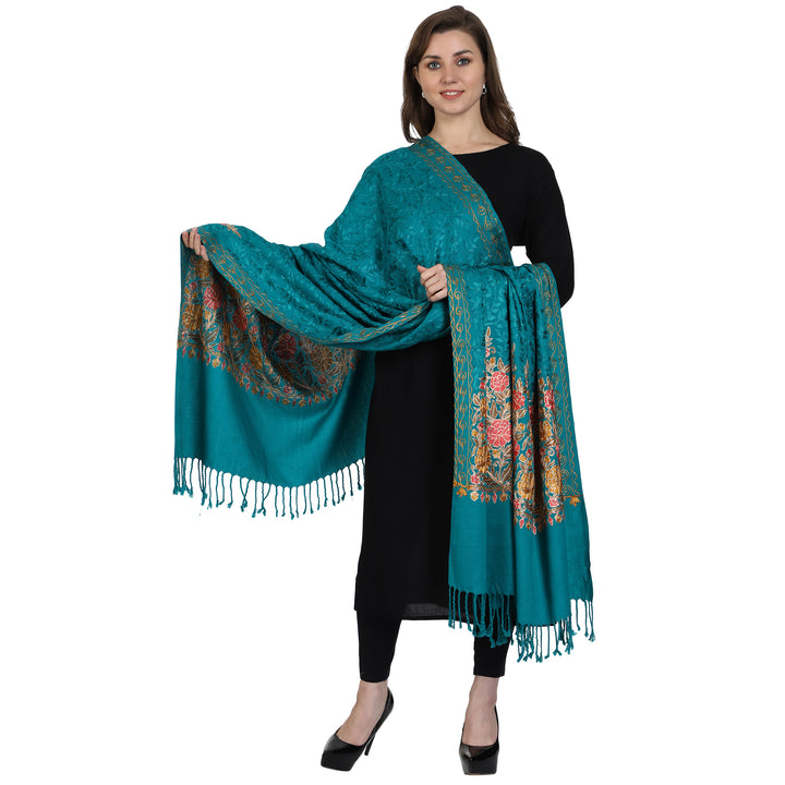 Women's Aari Embroidered Wool Shawl