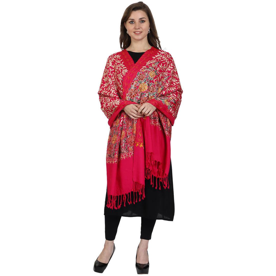 Women's Aari Embroidered Wool Shawl