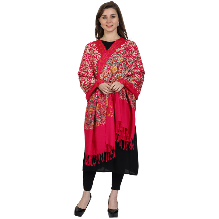 Women's Aari Embroidered Wool Shawl