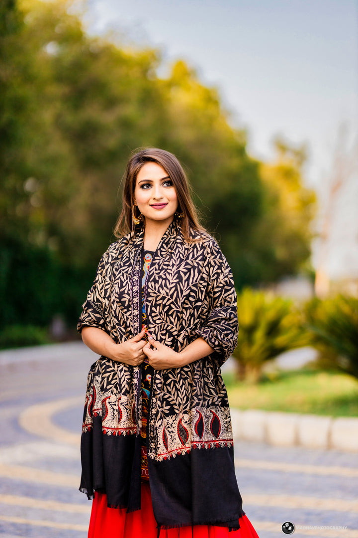 Women's Aari Embroidered Wool Shawl