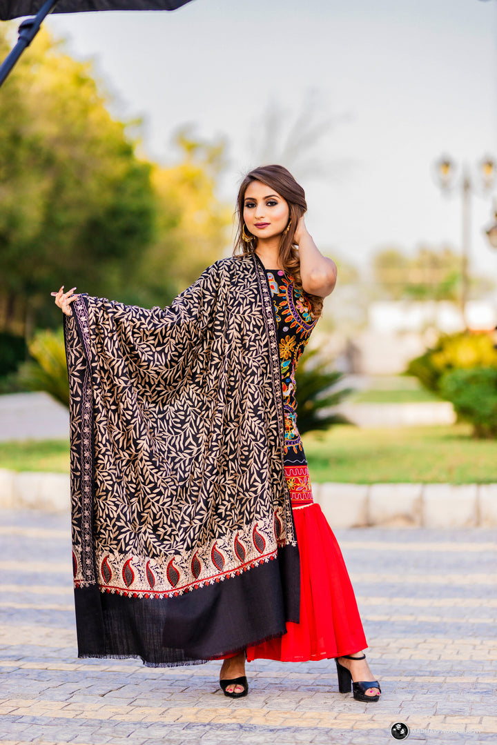 Women's Aari Embroidered Wool Shawl