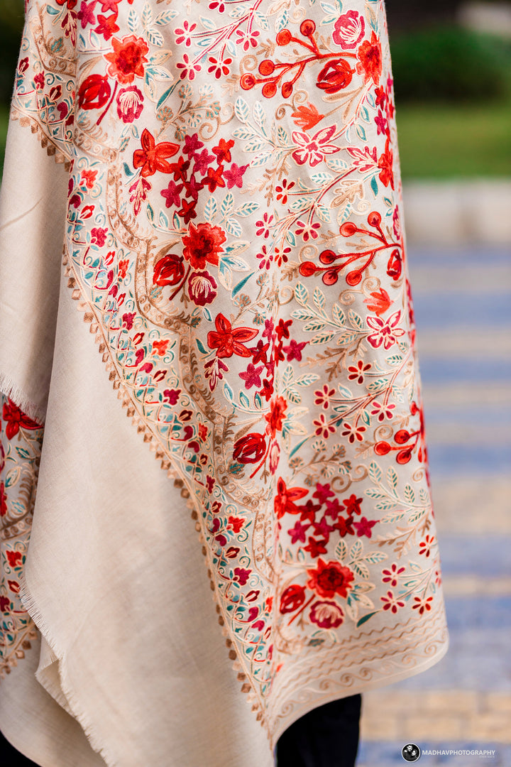 Women's Aari Embroidered Wool Shawl