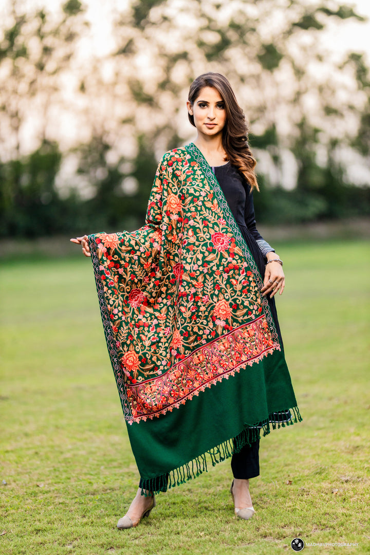 Women's Aari Embroidered Wool Stole
