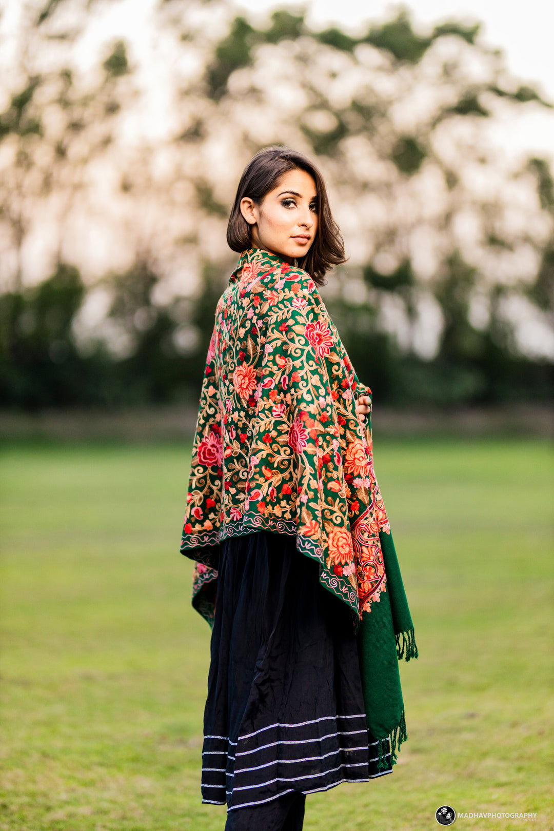 Women's Aari Embroidered Wool Stole