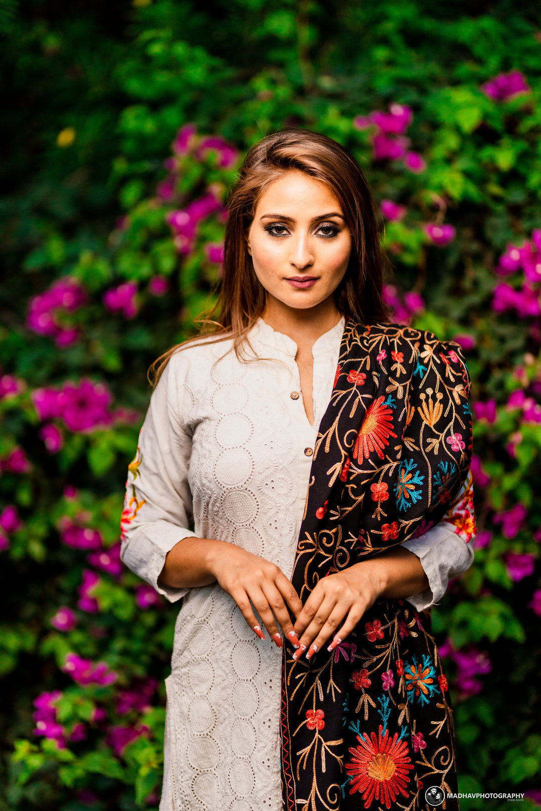 Women's Aari Embroidered Wool Stole