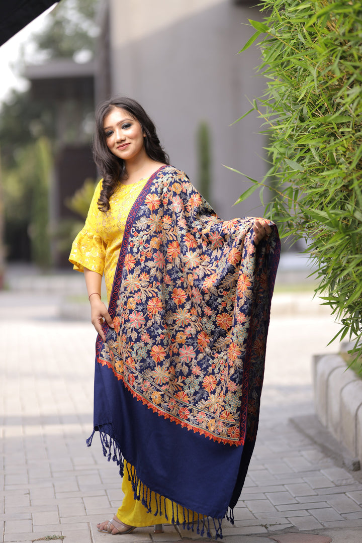 Women's Aari Embroidered Wool Stole