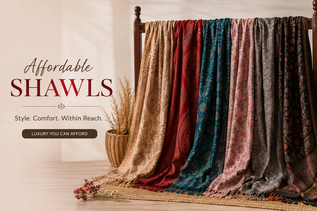 Affordable women's shawls in wool and stylish designs, featuring neutral and rich colors for winter fashion, everyday outfits, and gifting.