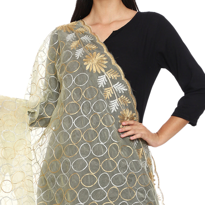 Women's Organza Zari Dupatta with Sequence