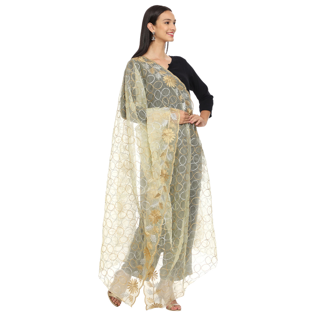 Women's Organza Zari Dupatta with Sequence