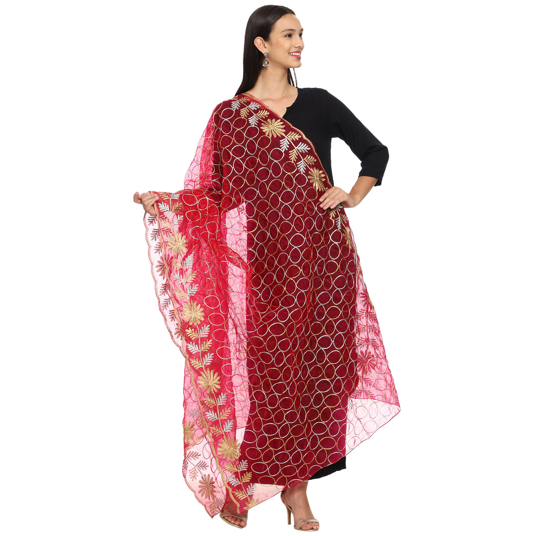 Women's Organza Zari Dupatta with Sequence