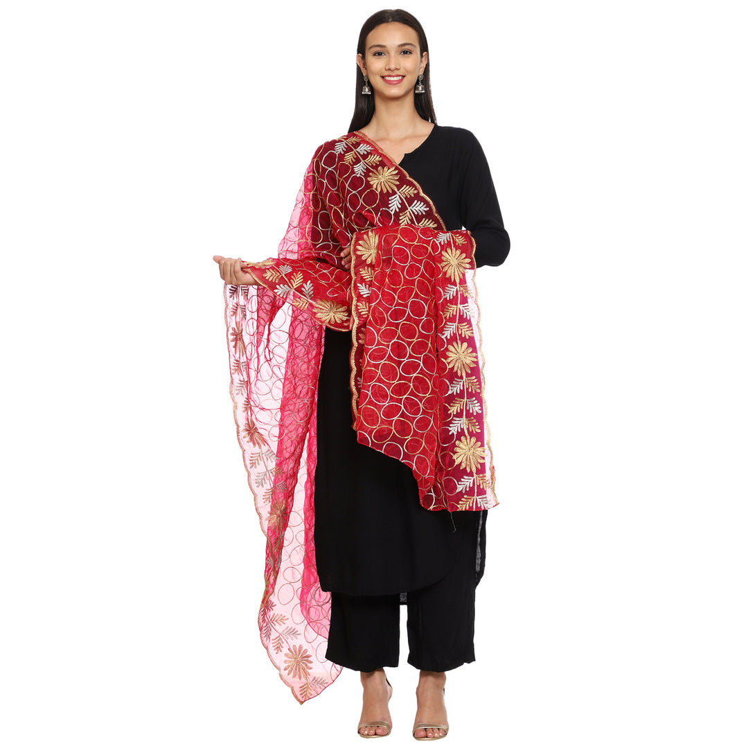 Women's Organza Zari Dupatta with Sequence