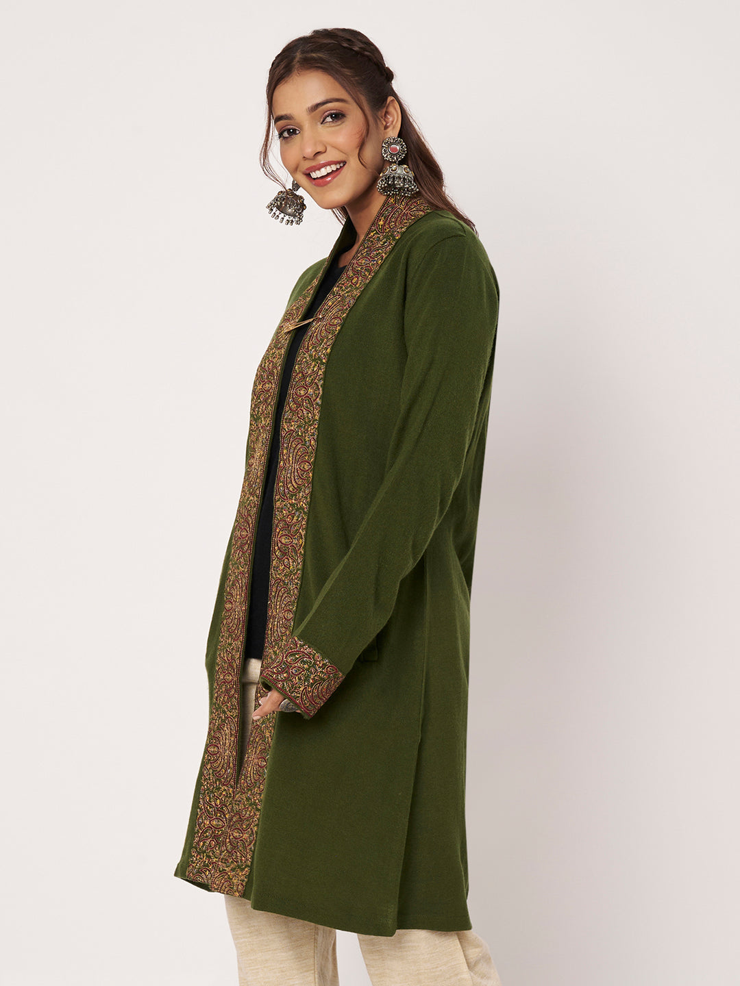 Womens Kashmiri Embroidred Woollen Shrug