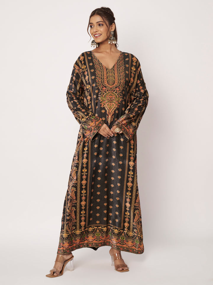 Women's Printed Velvet Long Kurta