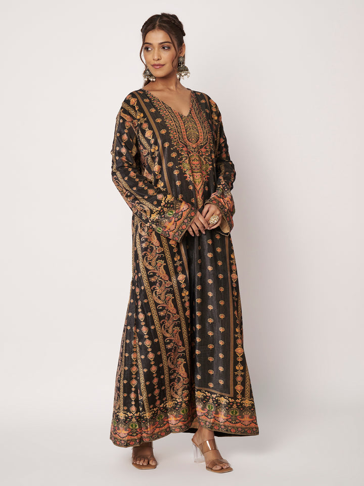 Women's Printed Velvet Long Kurta