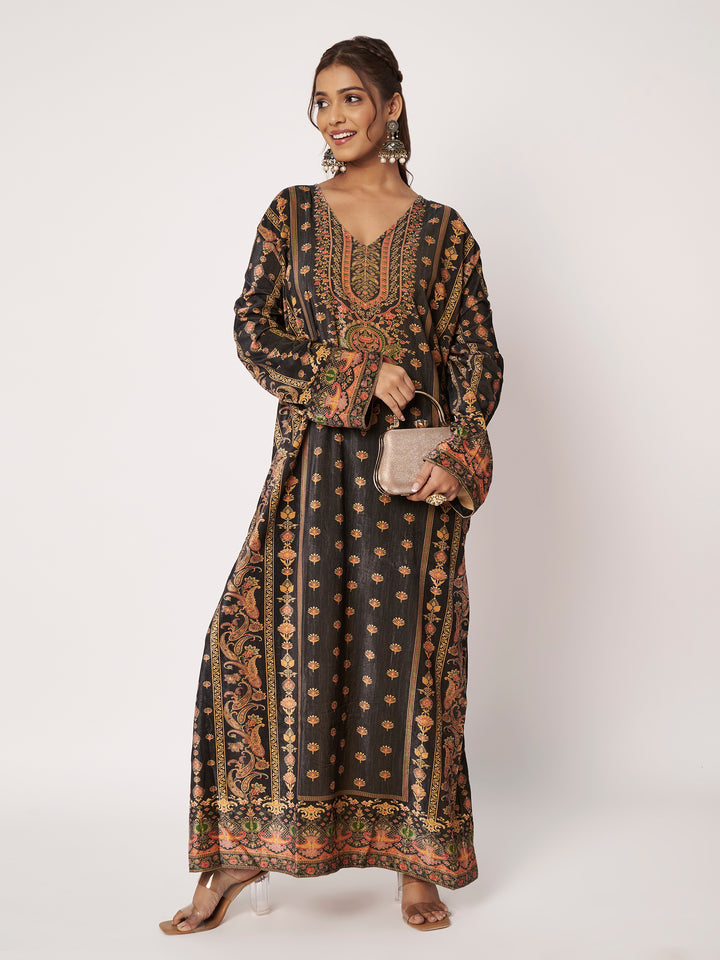 Women's Printed Velvet Long Kurta