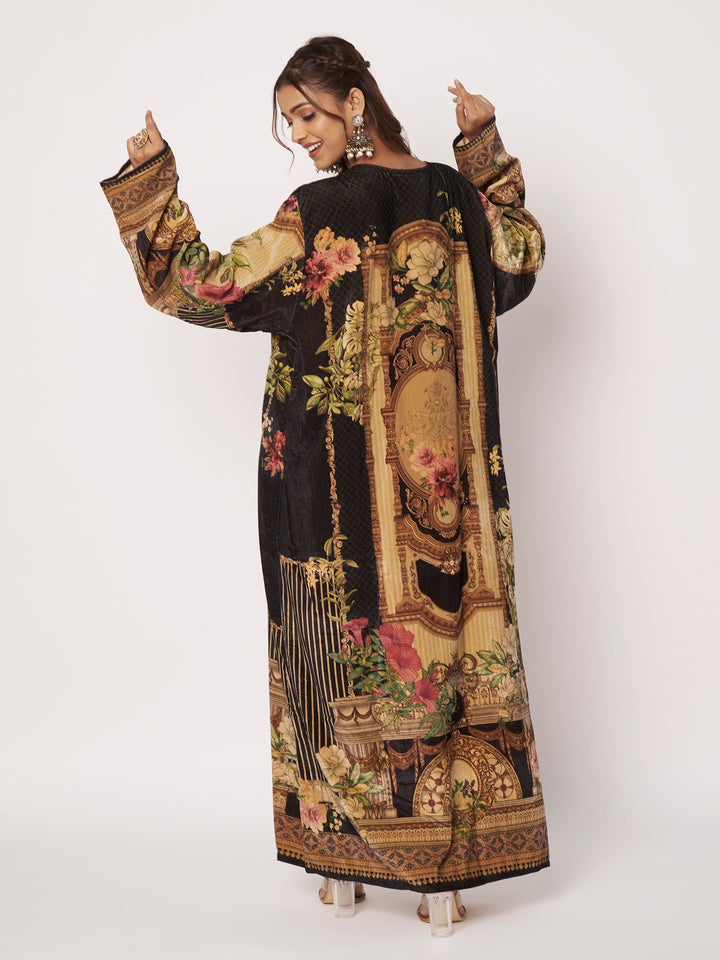 Women's Printed Velvet Long Kurta