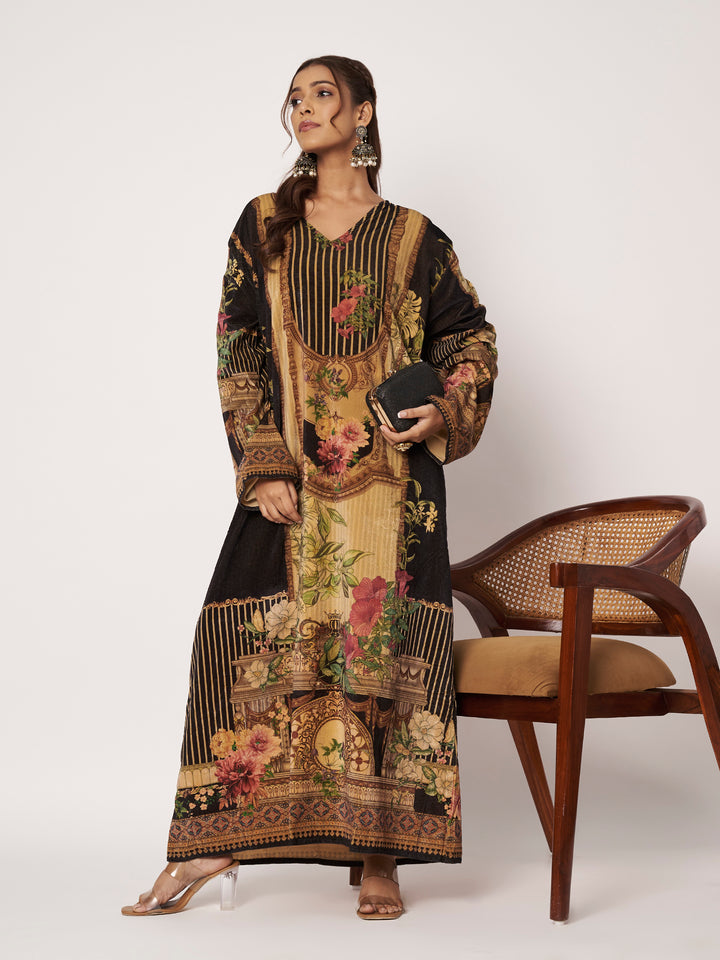 Women's Printed Velvet Long Kurta