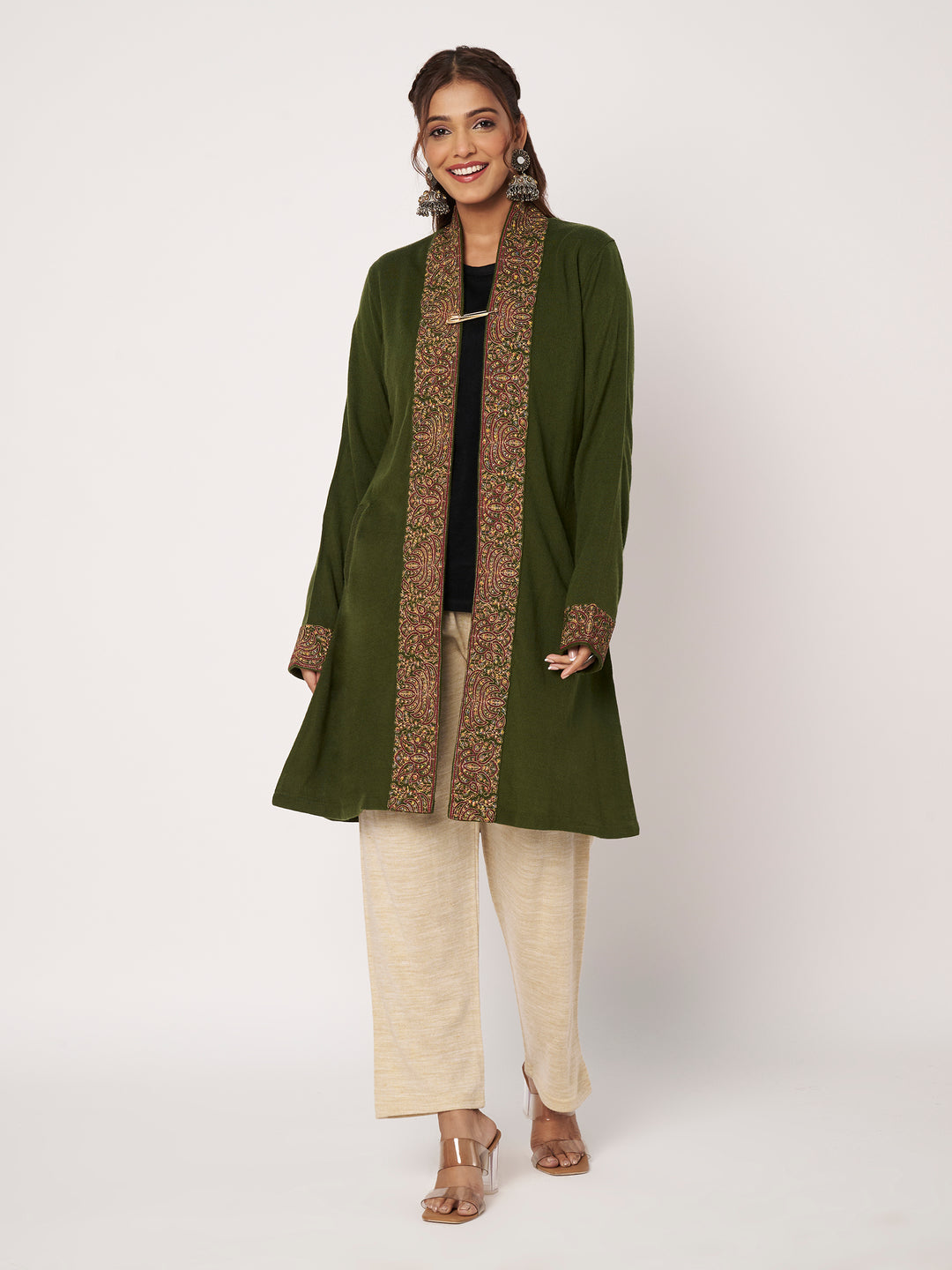 Women Embroidered Woollen Shrug