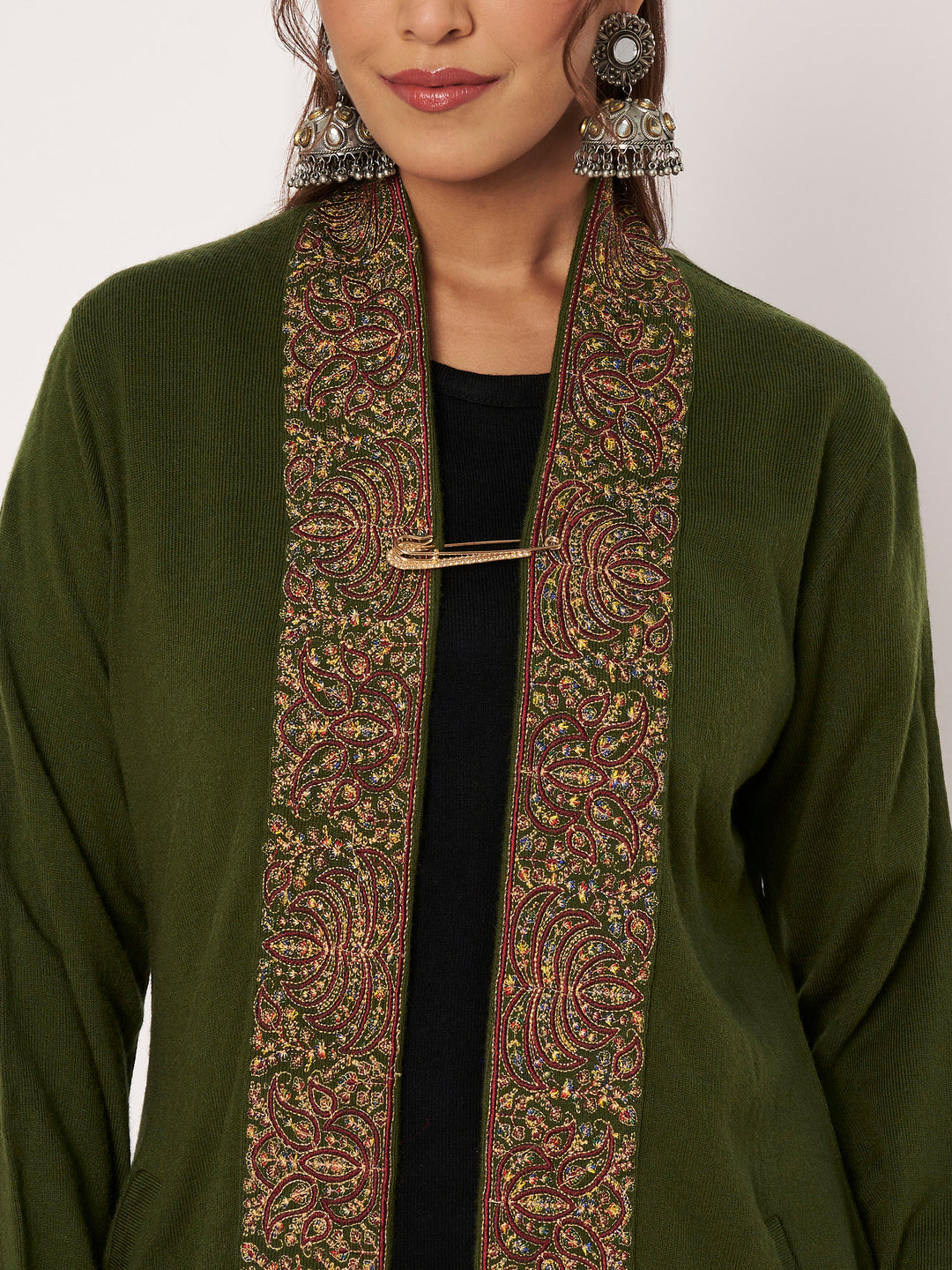 Womens Kashmiri Embroidred Woollen Shrug