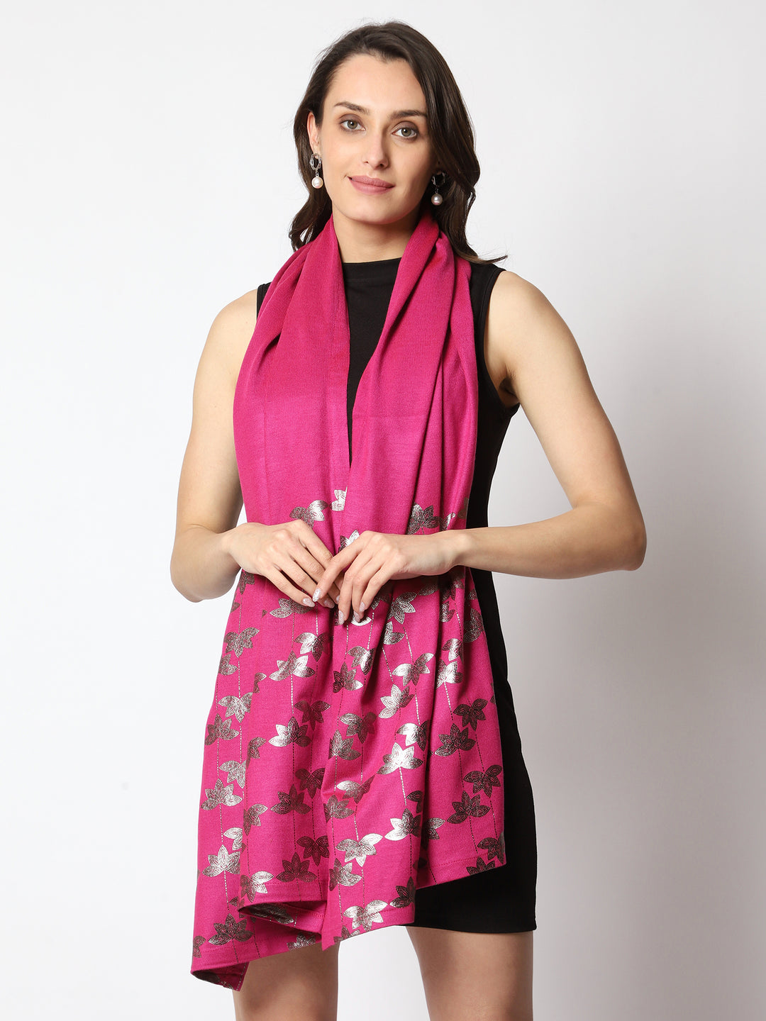 Women’s Knitted Daffodil Foil Printed Stole