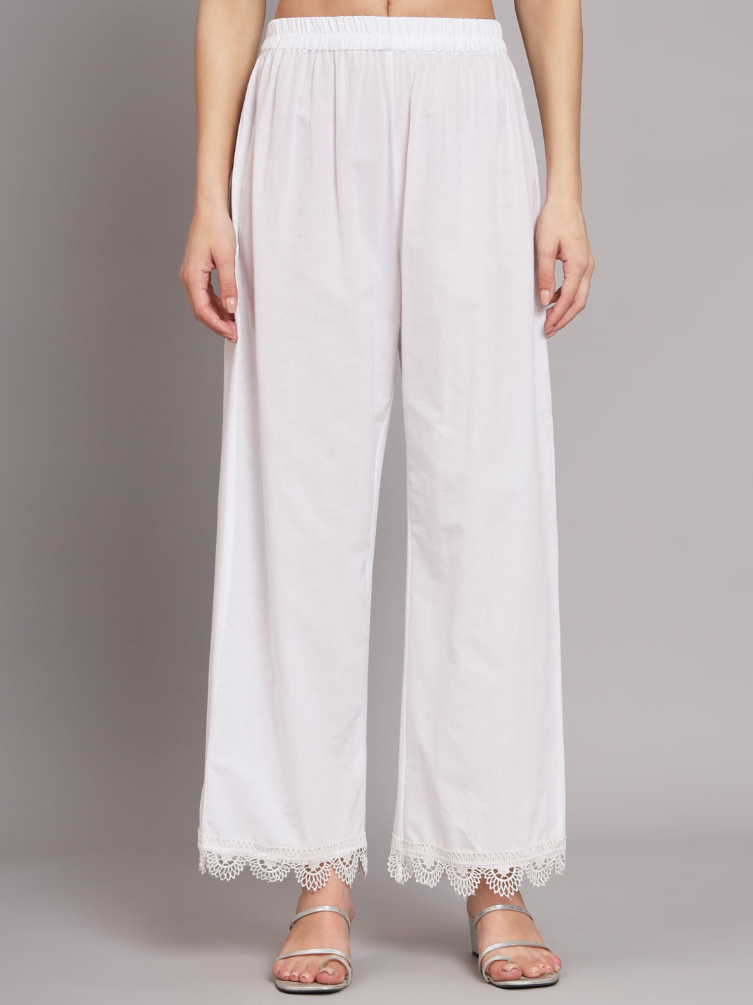 Women's Black Kurti with Threadwork Embedded with Embroidered Elastisized White Palazzo