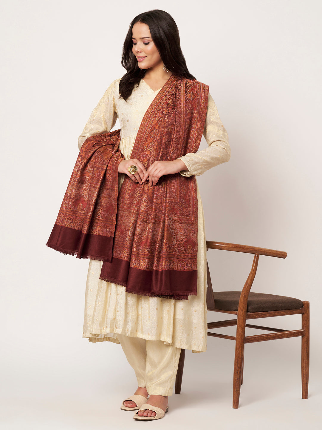 Women's Jamawar Wool Shawl
