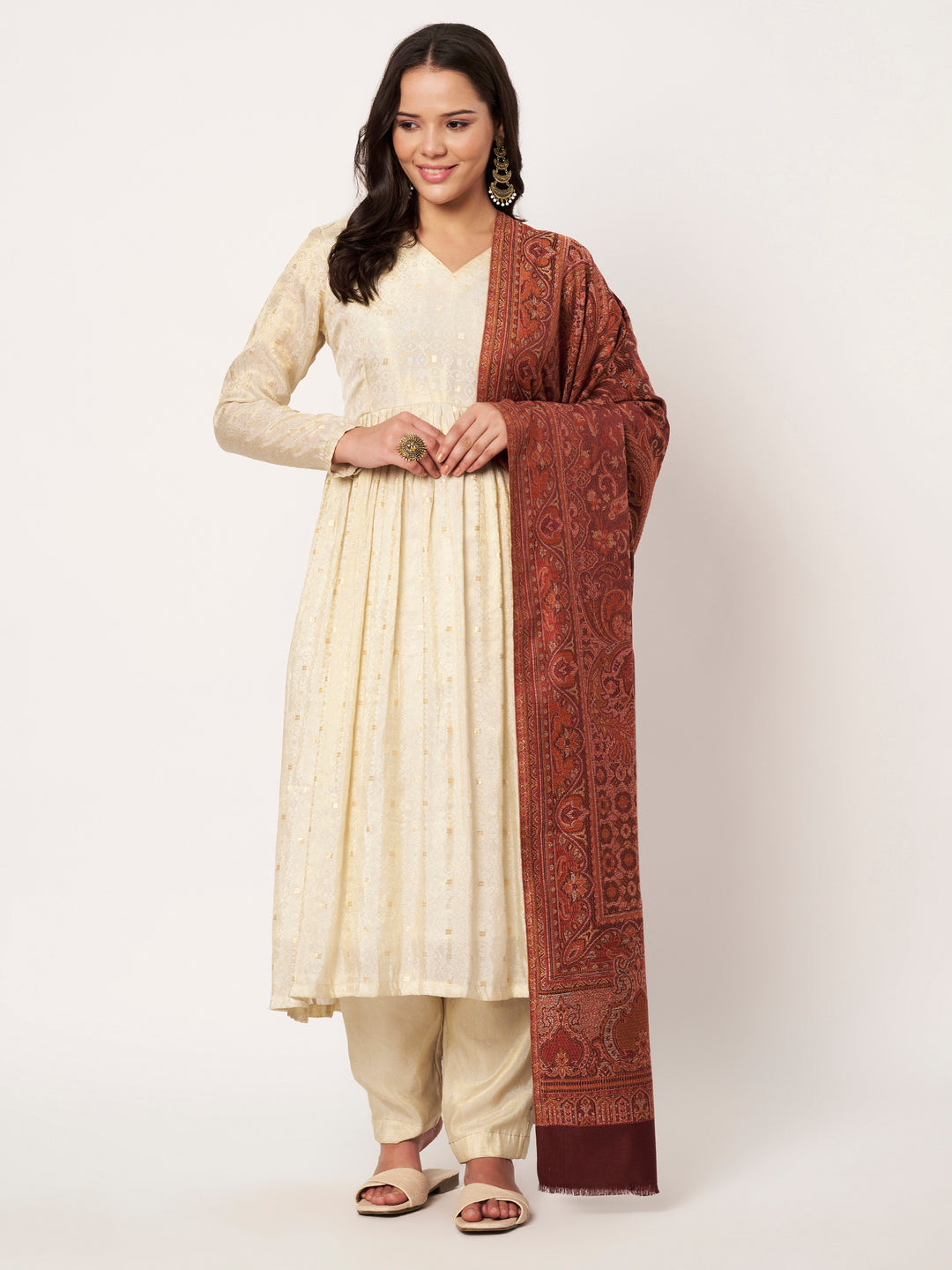 Women's Jamawar Wool Shawl