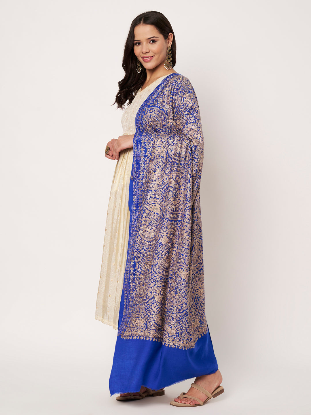 Women's Aari Embroidered Wool Shawl
