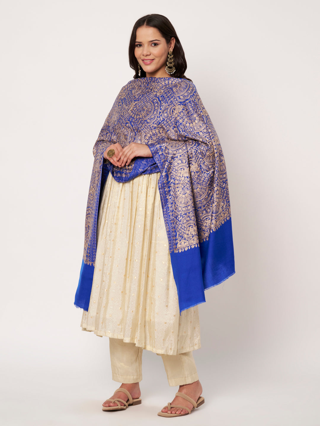 Women's Aari Embroidered Wool Shawl