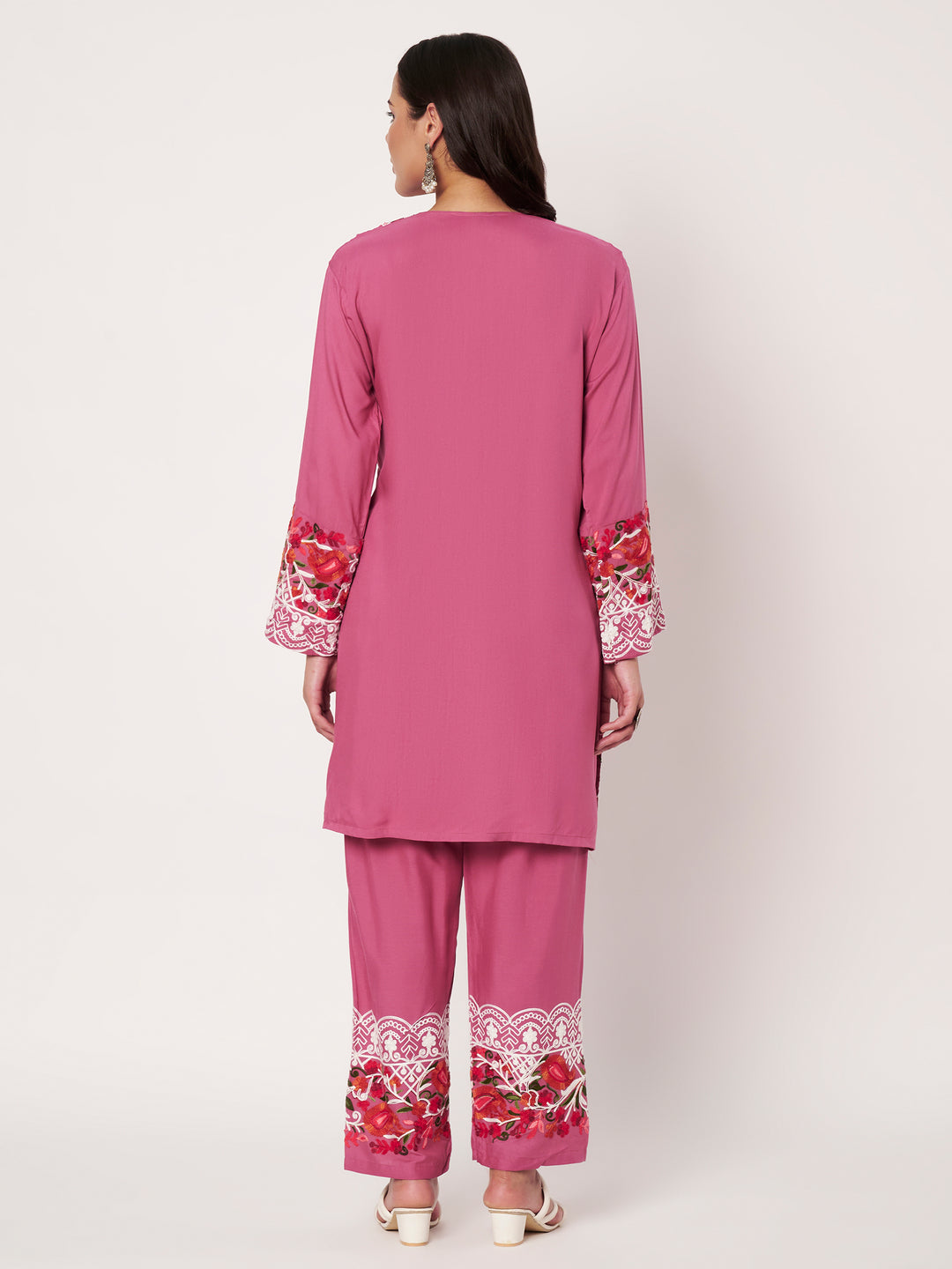 Women Floral Embroidered Kurta Palazzo Set