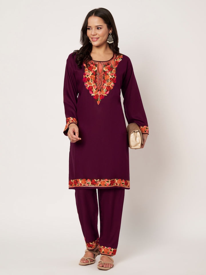 Women Embroidered Kurta Set | Floral Suit