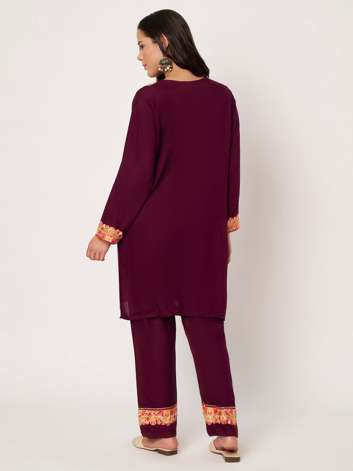 Women Floral Embroidered Kurta Palazzo Set