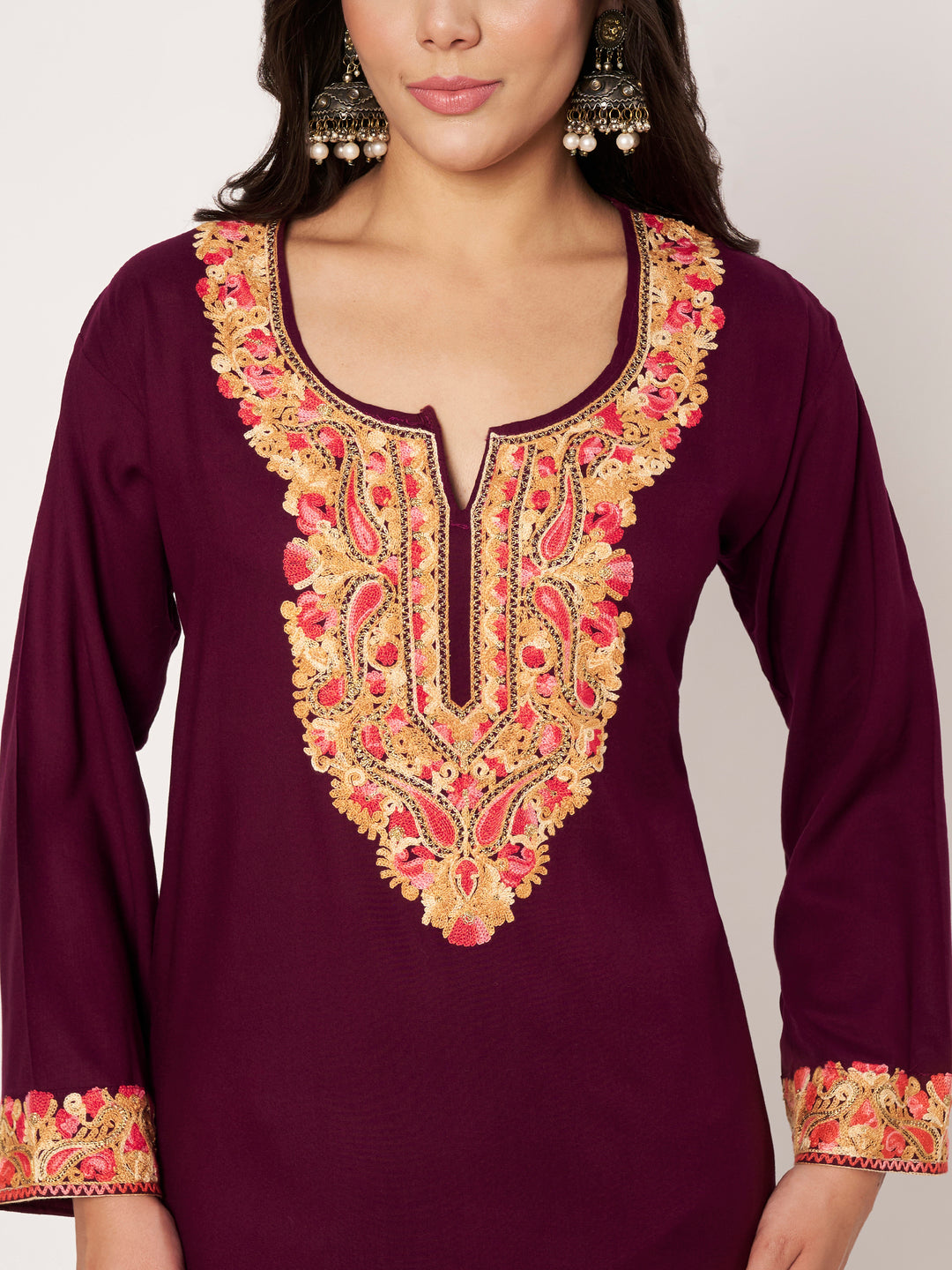 Women Floral Embroidered Kurta Palazzo Set