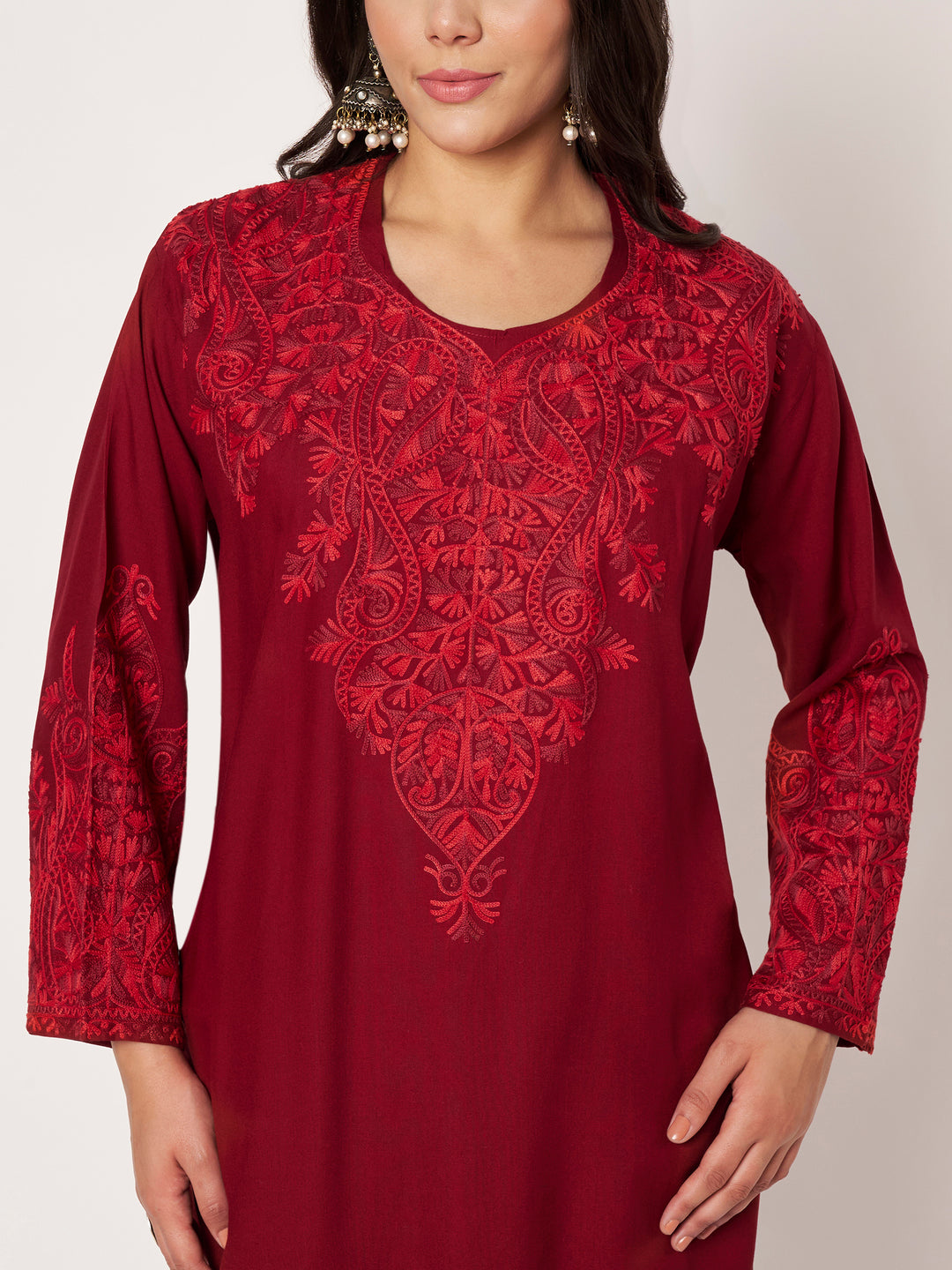 Women Floral Embroidered Kurta Palazzo Set