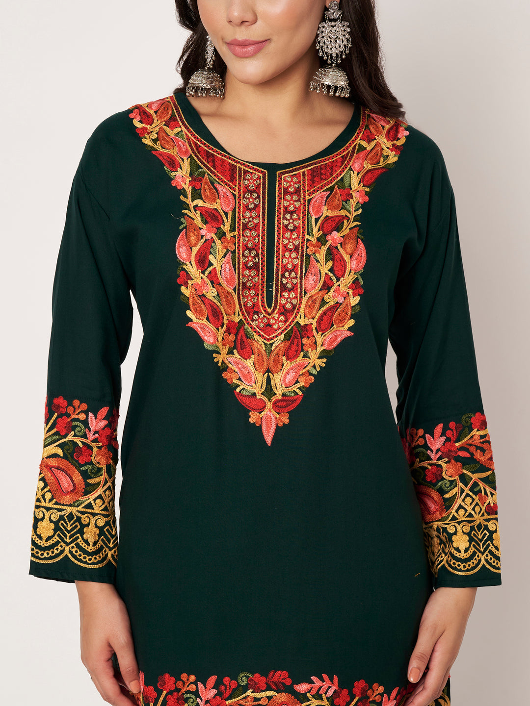 Women Floral Embroidered Kurta Palazzo Set