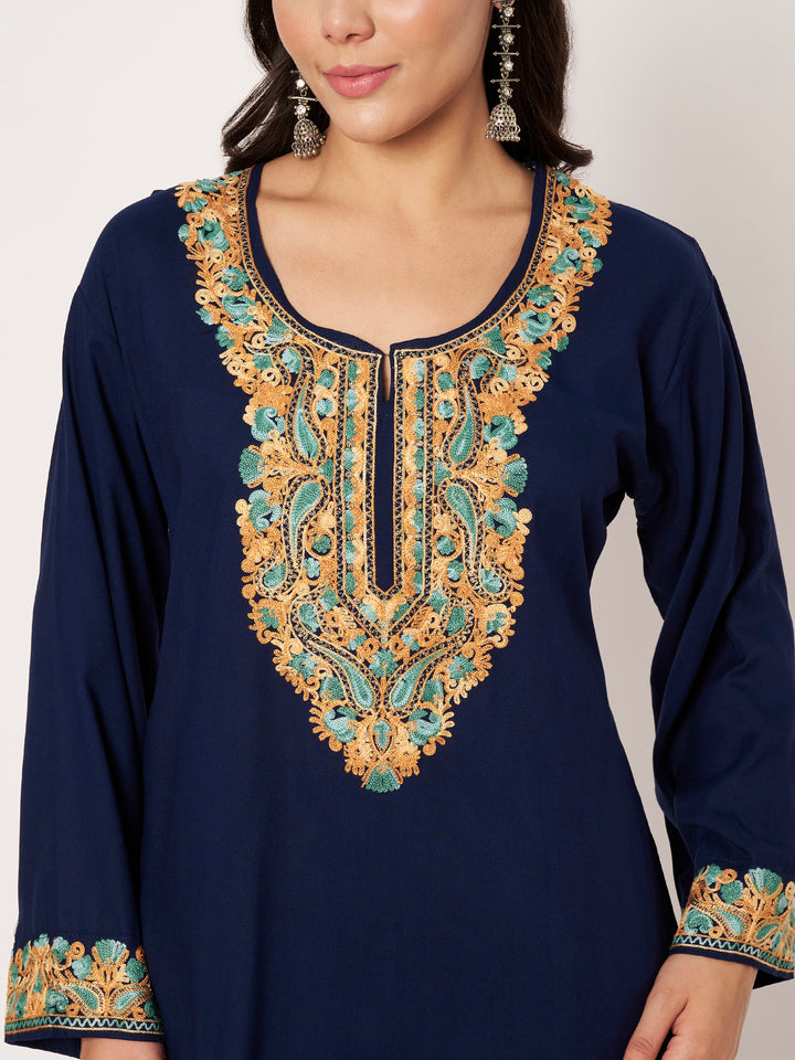 Women Floral Embroidered Kurta Palazzo Set