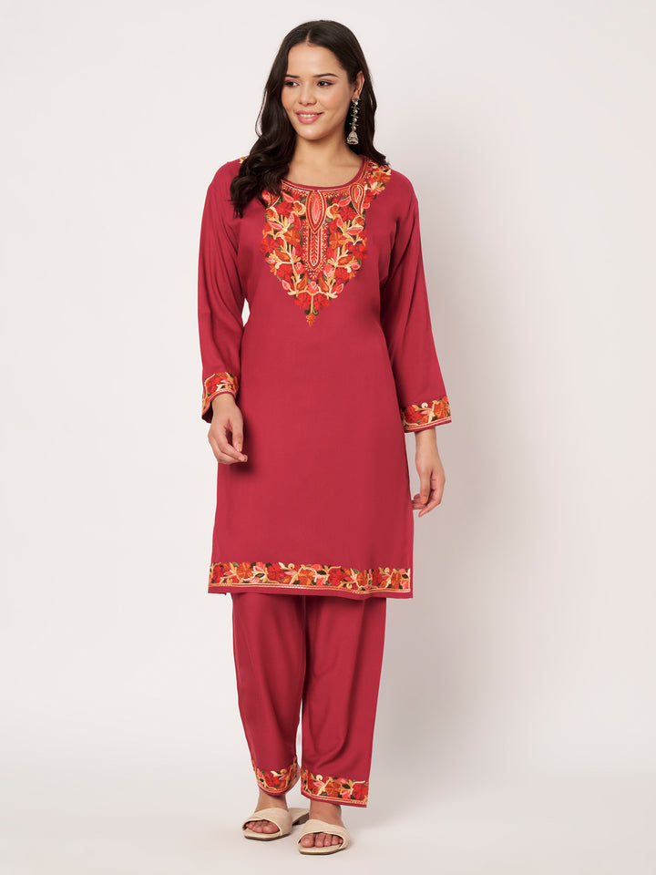 Women Embroidered Kurta Set | Floral Suit