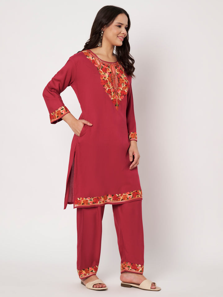 Women Embroidered Kurta Set | Floral Suit
